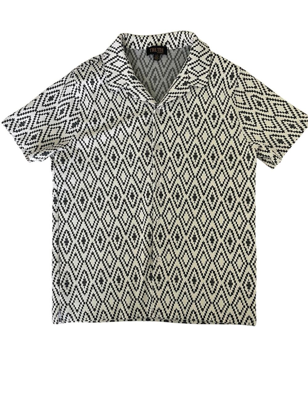 Truth by Republic Geometric Knit Button-Up Camp Shirt Size Large